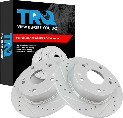 Miniatura 210 de TRQ Juego de rotores de freno de rendimiento trasero con revestimiento G premium compatible con Mazda 6 2014-2021