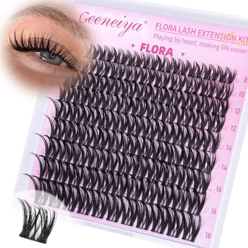 Miniatura 10 de Geeneiya Kit de Extensión de Pestañas 20D+40D, Racimos de Pestañas Suaves, Kit de Extensiones de Pestañas Naturales con Enlace de Pestañas