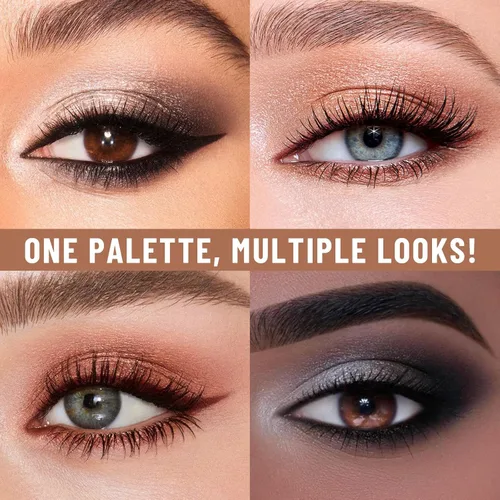 Miniatura 3 de UCANBE Paleta de maquillaje de sombra de ojos de 12 colores, sombra de ojos desnuda mate brillante neutral con kit de brochas de doble punta, 04