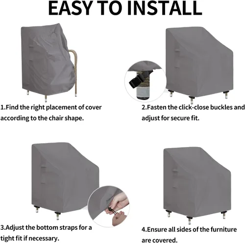 Miniatura 7 de Easy-Going Funda para silla de respaldo alto para exteriores, resistente a los rayos UV, impermeable, para muebles de césped, patio, con costuras