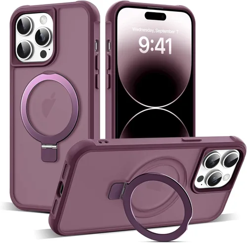 Miniatura 167 de SKYLMW – Funda compatible con iPhone 12 Pro Max y iPhone 13 Pro Max con soporte magnético invisible tipo anillo, fundas translúcidas para teléfonos