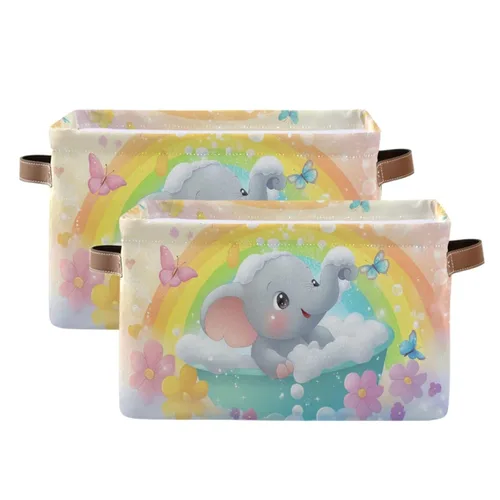 Miniatura 9 de Emelivor ABC - Contenedor de almacenamiento plegable con asa rectangular impermeable ABC Dinosaurios cesta para almacenamiento cubo organizador