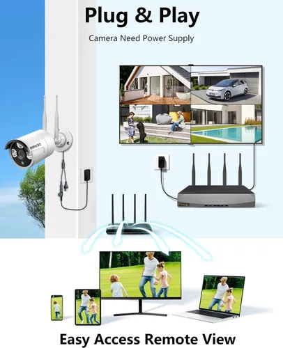 Miniatura 9 de Antenas Duales para Wi-Fi Mejorado con IA de Detección Humana 2K 3.0MP Sistema de Cámara de Seguridad Inalámbrica, Kits de DVR de Vigilancia