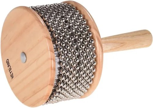 Miniatura 8 de Heysland Cabasa de madera instrumento musical de percusión de metal con cuentas de cadena y cilindro Pop Hand Shaker para banda educación musical