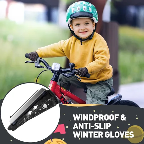 Miniatura 4 de Guantes de invierno cálidos para niños niños y niñas, resistentes al viento, térmicos, tres dedos, pantalla táctil, para exteriores, clima frío