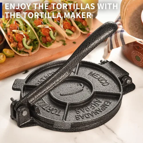 Miniatura 6 de Prensa de tortillas ARC de 20 cm, de hierro fundido, incluye 100 piezas de papel pergamino, tortillera resistente, pataconera, prensa para tortillas