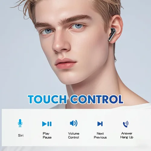 Miniatura 4 de Auriculares True Wireless Bluetooth 5.3 con micrófono para hacer ejercicio, cancelación de ruido, auriculares Blue Tooth, graves profundos, TWS, Rosa