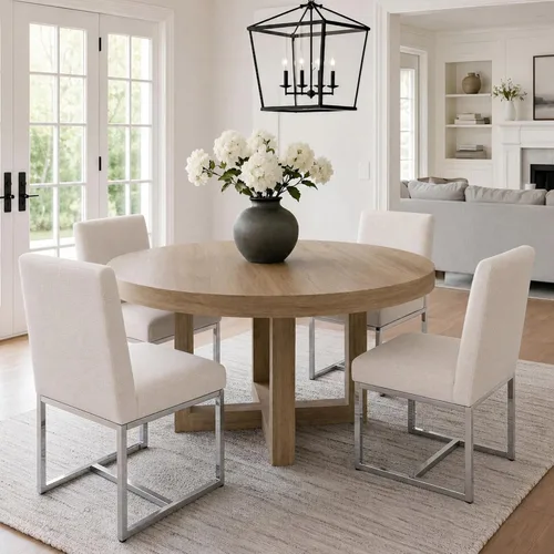 Miniatura 34 de VESCASA Sillas de comedor tapizadas de piel sintética con marco de metal negro, silla de cocina acolchada moderna de mediados de siglo
