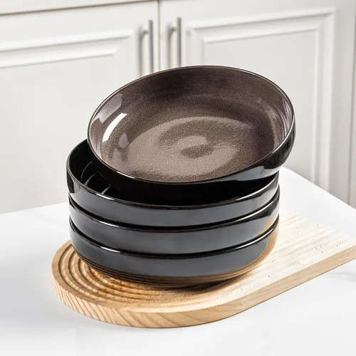 LERATIO Tazones grandes de cerámica para pasta de 8.5'', tazones de 36 oz para servir pasta, juego de 4 para cocina, tazones anchos para fruta,
