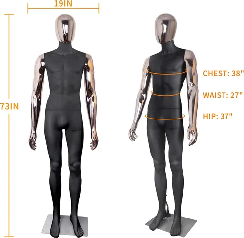 Miniatura 4 de Maniquí masculino de cuerpo completo, modelo de soporte de maniquí de 73 pulgadas, soporte de maniquí modelo realista para exhibición, cuerpo