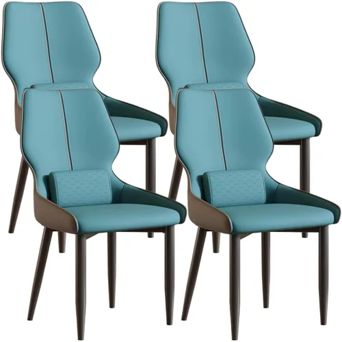 Miniatura 11 de YVYKFZD Juego de sillas de comedor de cuero, sillas de comedor con patas de metal, sillas de cocina tapizadas, silla minimalista sin brazos