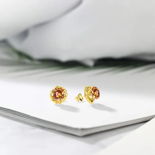 Miniatura 209 de Gem Stone King Aretes de plata de ley 925 de 0.236 in con piedra natal redonda para mujer