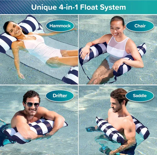 Miniatura 2 de Aqua Original Monterey - Flotador de piscina y hamaca de agua 4 en 1, multiusos, inflable para adultos, material patentado de PVC grueso y Azul