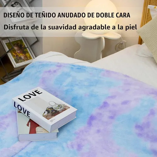 Miniatura 6 de MUGD Mantas suaves de forro polar manta suave y mullida para niños manta cálida para cama Azul y morado