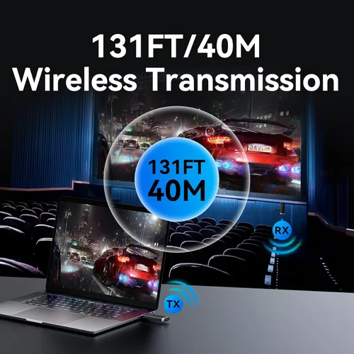 Miniatura 4 de VENTION Transmisor y receptor inalámbrico HDMI Dongle 2.4/5GHz 4K Decording, 131FT /40M, adaptador Bluetooth, conexión de extensor inalámbrico