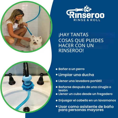 Miniatura 6 de Rinseroo Lavadora de manchas para perros, manguera de ducha deslizante de 6 pies para un fácil enjuague de mascotas, se adapta a cabezales de ducha