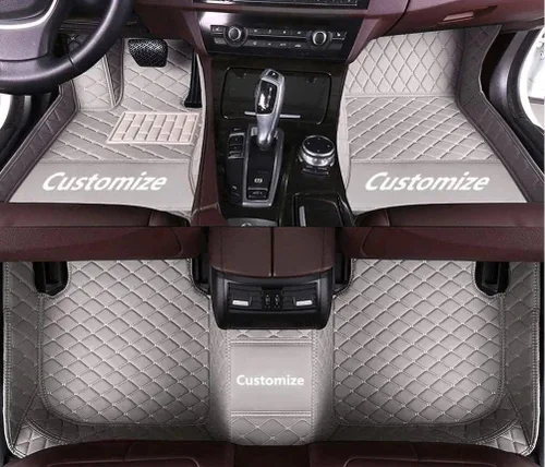 Tapetes de cuero para automóvil con protección para todo tipo de clima personalizados para sedanes, SUV y vehículos deportivos, impermeables (gris)