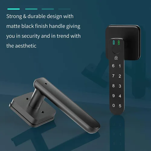 Miniatura 5 de Foxgard - Cerradura inteligente de huellas dactilares, cerradura biométrica, perilla de puerta electrónica con teclado, perilla de puerta Negro