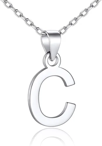 SILVERCUTE Initial NecklaceEarrings for Women Girls, Hypoallergneic 925 Sterling Silver Fine Jewelry, Cute Dainty Name Chain Choker, Letter Pendant