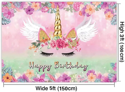 Miniatura 2 de Fondo de unicornio rosa para fotografía de 5 x 3 pies, diseño de unicornio rosa con temática de unicornio, decoración de fiesta de cumpleaños