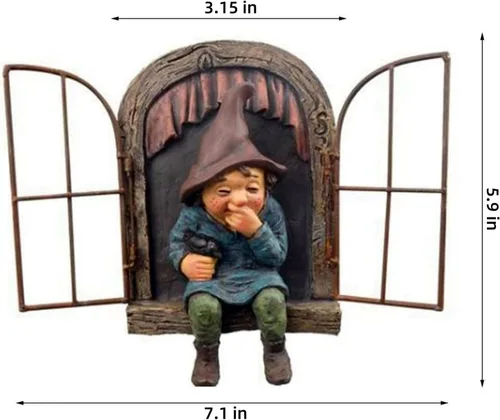 Miniatura 9 de Abrazador de árbol de elfo de 7.1 pulgadas, estatua de gnomo de jardín de hadas, figura de gnomo de resina colgante, escultura de árbol caprichosa