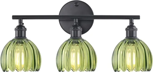 Miniatura 16 de Shenmoyl Accesorios de Iluminación para Baño, Lámpara de Pared de Latón de 3 Luces para Tocador Sobre Espejo con Pantalla de Cristal Tulipán Base