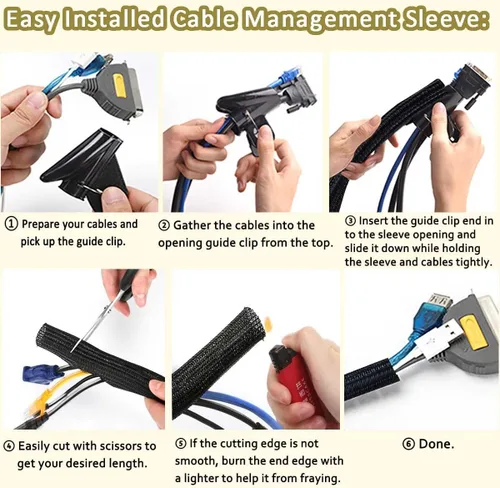 Miniatura 8 de Funda de gestión de cables de 13 1/8 pies a 1/2 pulgadas, trenzada, color negro, a prueba de mascotas, tubo de telar de alambre trenzado