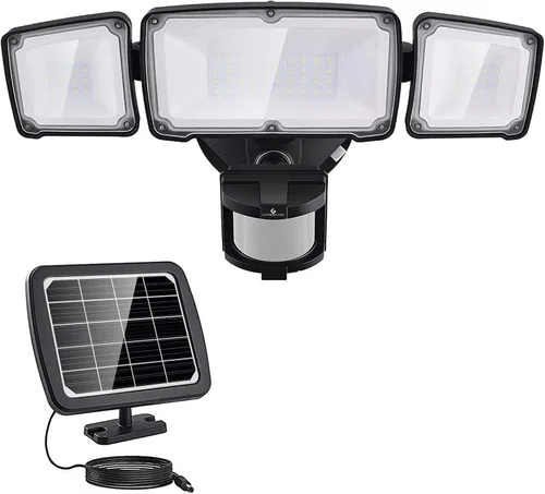 Miniatura 8 de GLORIOUS-LITE - Luz de seguridad solar para exteriores, luz LED solar de 1600LM con sensor de movimiento y 3 cabezales ajustables, 5500K