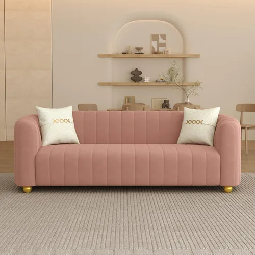 Miniatura 15 de Sofá de terciopelo negro de 83 pulgadas, sofá moderno de mediados de siglo para 3 personas Chesterfield copetudo de terciopelo con 2 almohadas