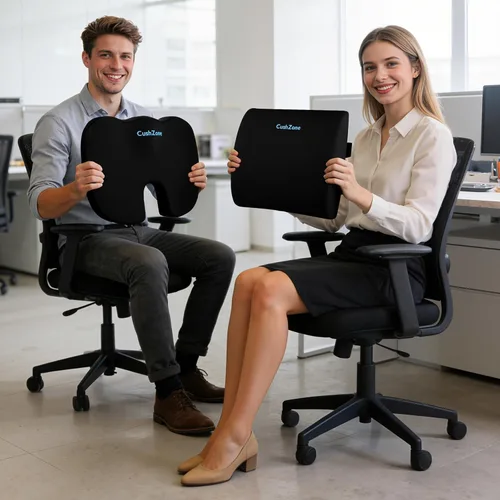 Miniatura 7 de CushZone Cojín de asiento, almohada de apoyo lumbar con correa ajustable, cojines para silla para aliviar el dolor de ciática, con funda lavable