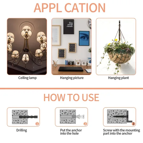 Miniatura 5 de Juego de 360 tapones y tornillos de pared, kit surtido de tornillos y clavos para paneles de yeso, tornillos autorroscantes de cabeza plana, tapones