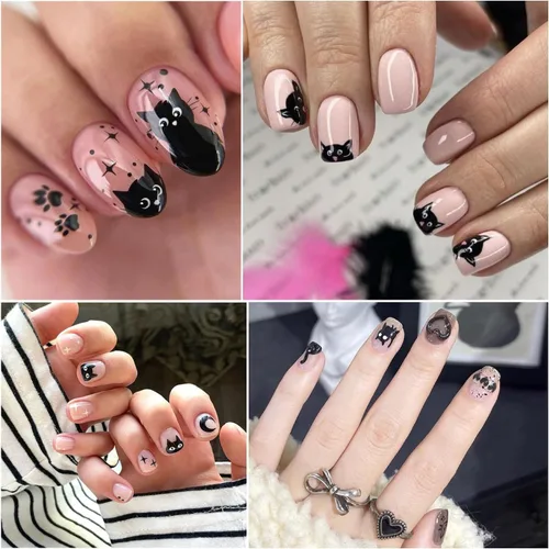 Miniatura 2 de Calcomanías de uñas de gato, 8 hojas de calcomanías autoadhesivas 3D con diseño de gato dorado, plateado, negro, blanco, para niños, niñas, mujeres