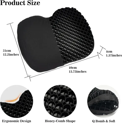 Miniatura 2 de Kayak Seat Cushion, Anti Slip Gel Seat Cushion for Long Sitting on Boat, Canoe, Sup, Chair Negro