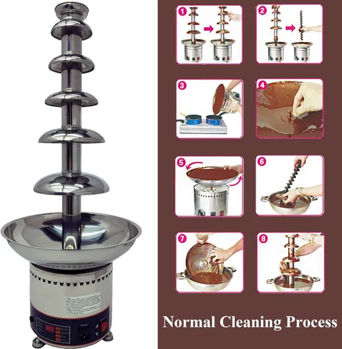 Miniatura 6 de Máquina de fuente de chocolate para fiesta, 6 niveles, acero inoxidable, fuente de chocolate caliente, fuente de cascada, fuente de fondue