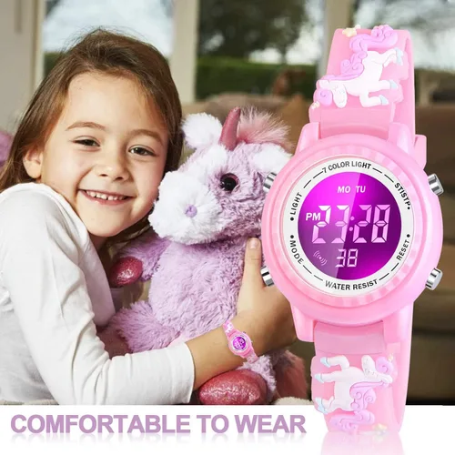Miniatura 73 de Relojes LED impermeables para niños con alarma, juguetes para niños, regalos para niñas de 3 a 10 años
