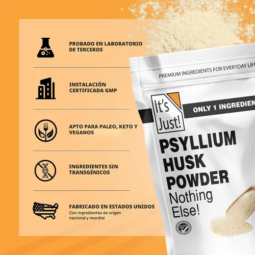 Miniatura 7 de It's Just! - Polvo de cáscara de psyllium, fibra dietética fácil de mezclar, limpia tu sistema digestivo, polvo finamente molido, ideal para hornear