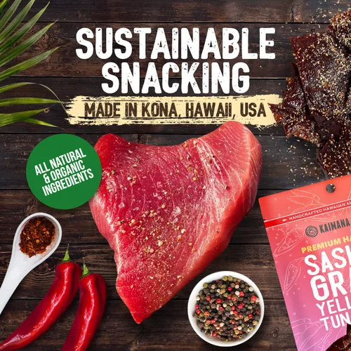 Miniatura 6 de Kaimana Ahi Atún Jerky, chile hawaiano, 2 onzas, capturado en la naturaleza, alto en Omega 3, totalmente natural, fabricado en los Estados Unidos