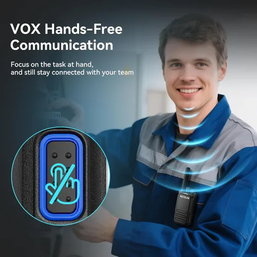 Miniatura 6 de Retevis MateTalk - Walkie Talkies B4 con micrófono de hombro impermeable, cancelación de ruido de radio de 2 vías, compacto, carga USB-C, radios
