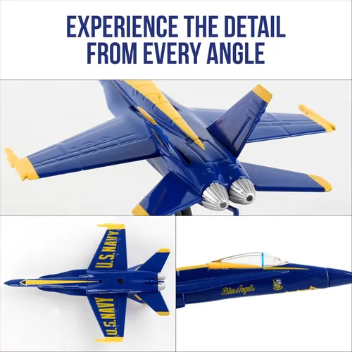 Miniatura 8 de Postage Stamp F/A-18C Hornet Blue Angels - Modelo de avión a reacción de metal fundido a presión a escala 1/150 con soporte de exhibición, aeronave