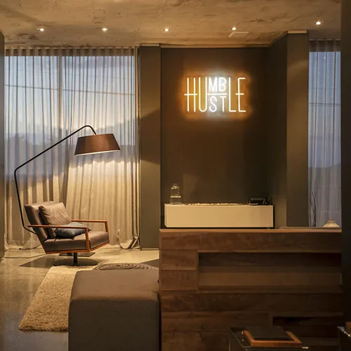 Miniatura 3 de Hustle - Letrero LED de neón para decoración de pared, decoración de fiesta humilde, interruptor alimentado por USB, luces LED de neón de brillo