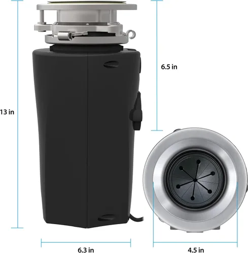 Miniatura 3 de TITAN 10-US-TN-560-3B Sistema de eliminación de basura con impulsores de acero inoxidable y componentes de rejilla, negro (1/2 HP Economy)