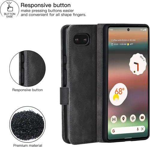 Miniatura 6 de Funda tipo cartera con tapa para Google Pixel 6a, [piel sintética + parachoques de TPU] [3 ranuras para tarjetas] [función de soporte]