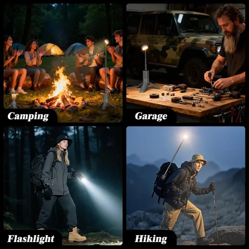 Miniatura 4 de Luz telescópica para campamento con soporte, linterna de campamento recargable de 10500 mAh, linterna portátil regulable con bolsa
