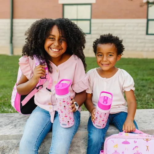 Miniatura 2 de Wildkin Kids - Botella de agua de acero inoxidable de 14 onzas para niños – Sin BPA, a prueba de fugas, aislada, fácil de limpiar - Ballerina