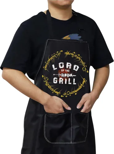 Miniatura 5 de WZMPA LOTR Delantal de cocina para fanáticos de la película, regalo de Lord Of The Grill Delantal ajustable con bolsillos para cocinar a la parrilla