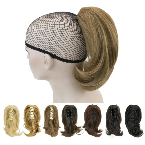 Miniatura 8 de IMISSU Lindas extensiones de cabello de cola de caballo de garra corta, extensiones de cabello grueso con clip en pequeñas piezas de pelo de cola