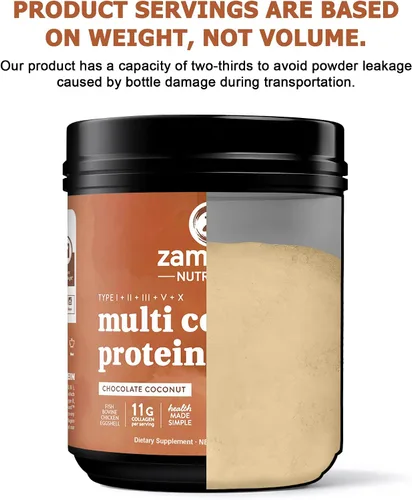 Miniatura 7 de Zammex Polvo de proteína de colágeno múltiple, tipo I, III y V y X, péptidos de colágeno hidrolizados para mujeres y hombres, apoya el cabello