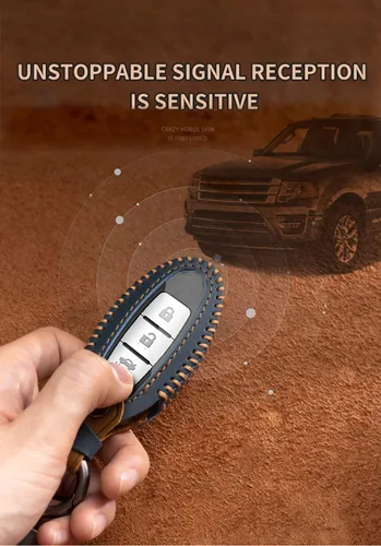 Miniatura 4 de SANRILY Funda de cuero para llavero para Nissan Rogue Sport Rogue S Rogue Select 2019 2018 Sylphy Pulsar Frontier plegable sin llave 2/3/4 botón Azul