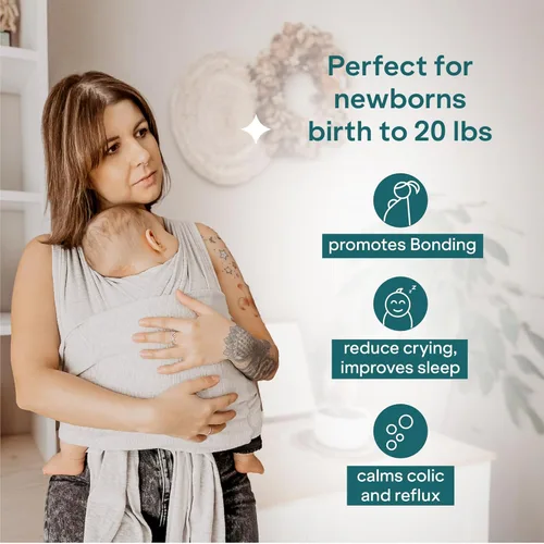 Miniatura 4 de Koala Babycare Portabebés Envolvente para Bebé, Fácil de Usar Como una Camiseta - Portabebés Original para Recién Nacido hasta Niño Pequeño - Gris