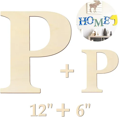 Miniatura 12 de Letras de madera de 12 y 6 pulgadas para proyectos de manualidades, decoración de pared, decoración del hogar y fiesta de cumpleaños, decoración
